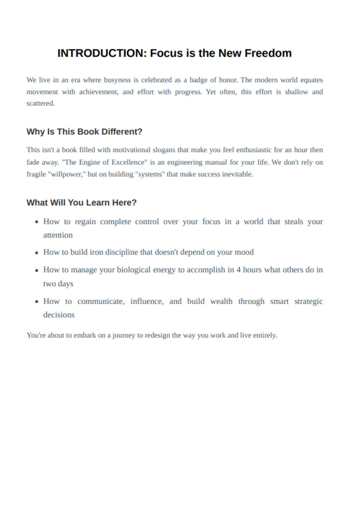The Engine of Excellence The Practical Guide to Sustainable Success — From Deep Focus to Wealth Building